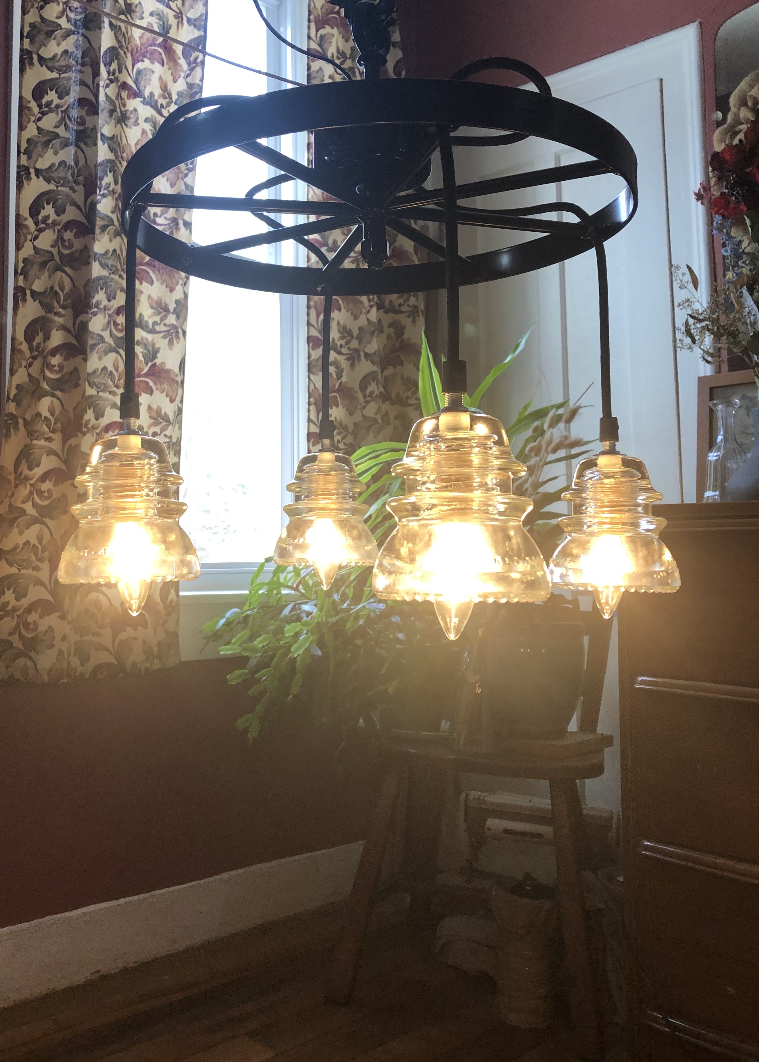 Wagon Wheel Insulator Chandelier