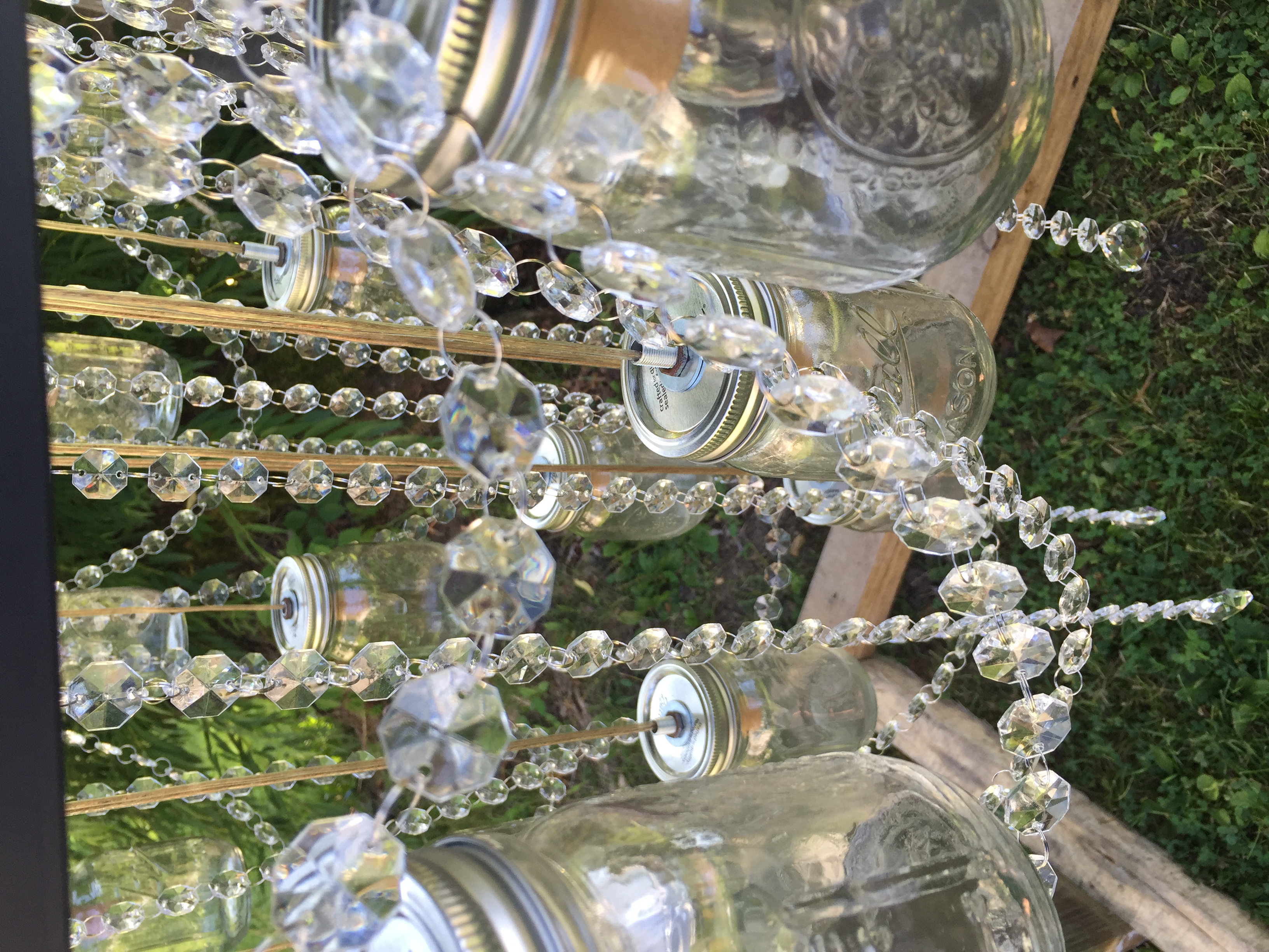 30" Wagon Wheel Mason Jar Chandelier 