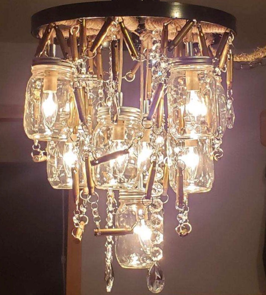 14" Wagon Wheel Ammo Casing Chandelier