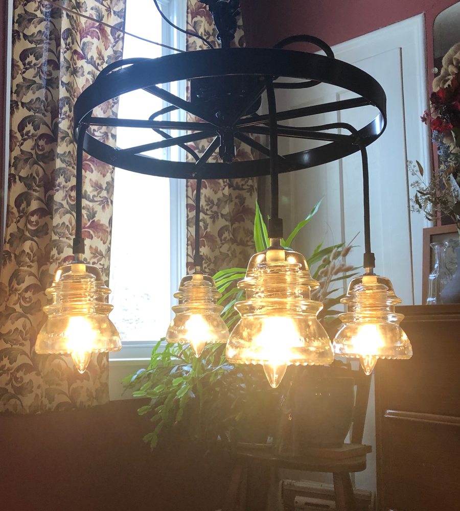 Wagon Wheel Insulator Chandelier